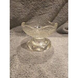 Vintage Reversible Pillar Votive Taper Candle Holder Clear Crinkle Glass USA